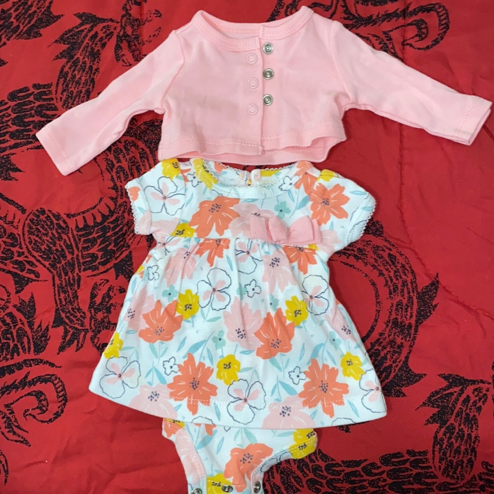 Preemie onesie with cardigan